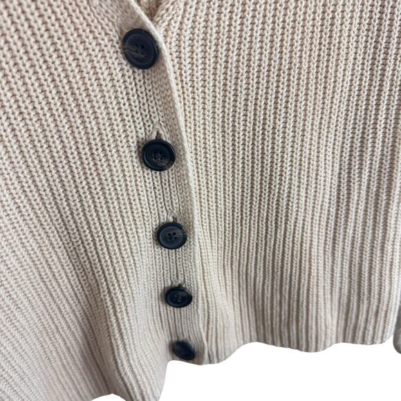 American Eagle Cream Cotton Blend Chunky Knit Cropped Button Up Cardigan Size XS - Picture 3 of 6
